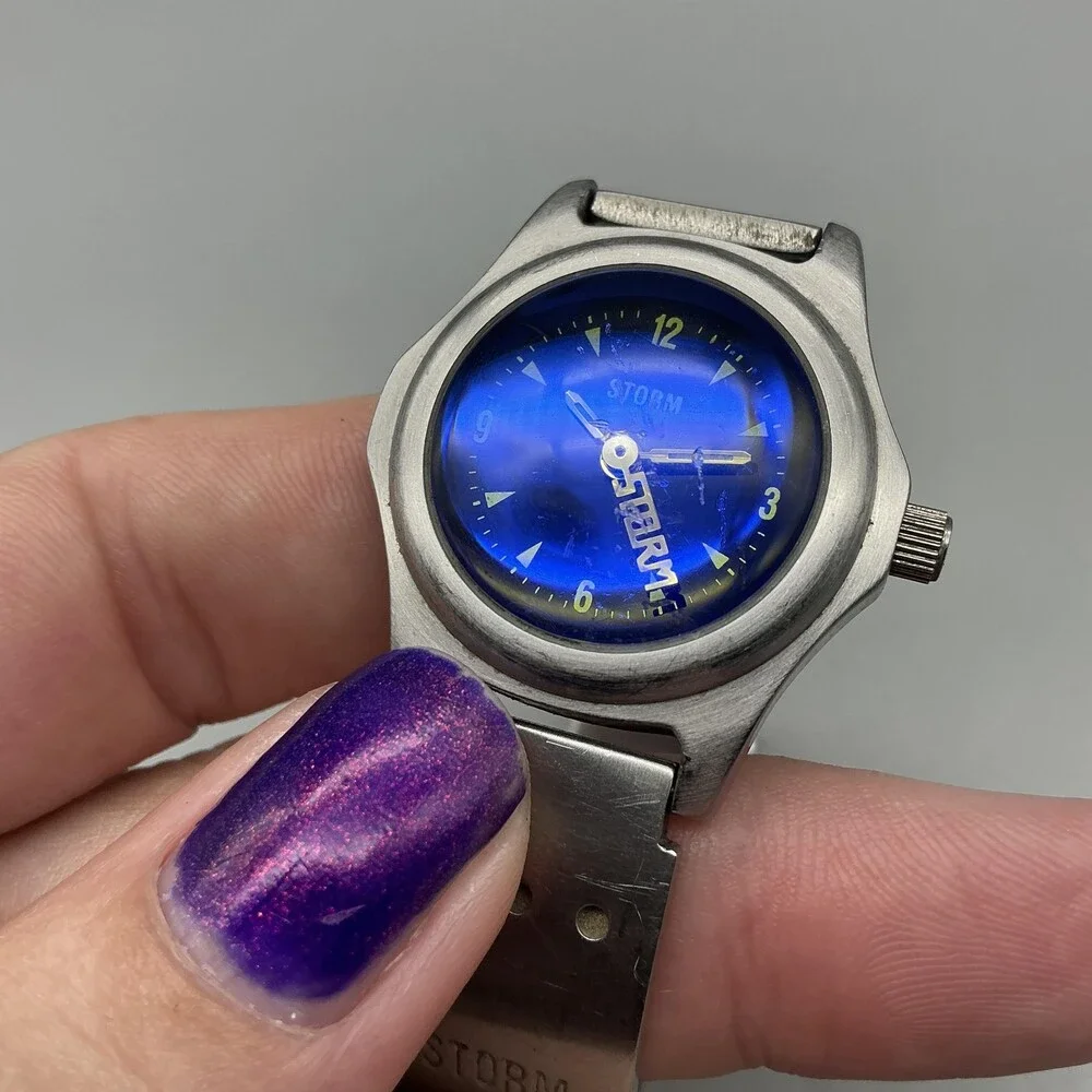 Storm Lazer Bubble Lady Womens Watch 30mm Blue Dial Stainless New Battery 6.25